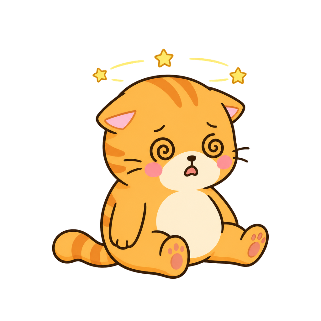 目をまわしたにゃん太